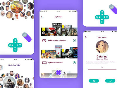 social network app for gamers app circle design ios menu mobile ui ux