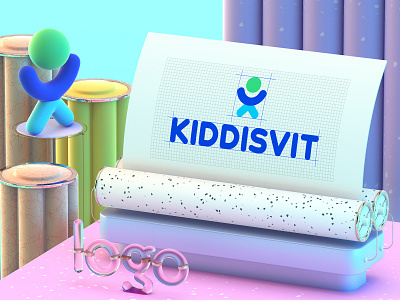 Logo Kiddisvit redesign 3d brand character brand design brand identity branding children cinema4d grid illustration kids logo logogrid toys