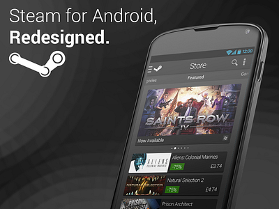 Steam Android Redesign android holo mock redesign steam ui up valve