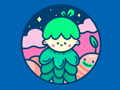 Niño Verde animation badge cute green illustration plant sky