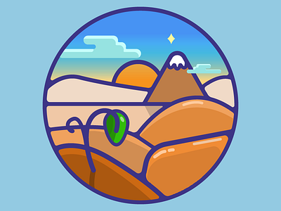 Desert animation cute desert illustration badge landscape nature sky