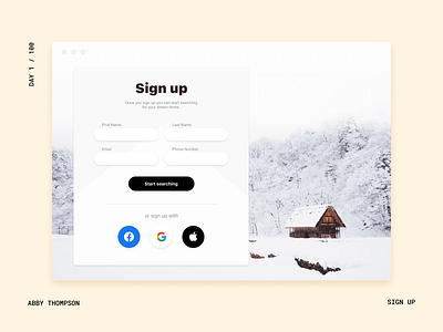 Sign Up Page 100 day ui challenge dailyui sign up ui