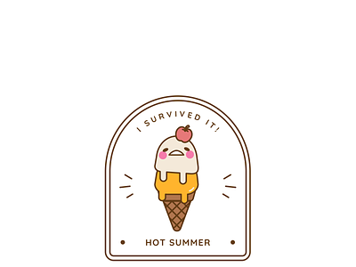 I survived super hot summer apple cherry cone ice cream illustration logo