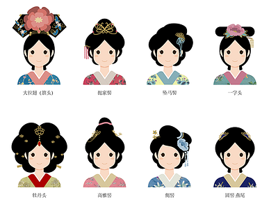A Collection of Ancient Chinese Women Hairstyle illustration