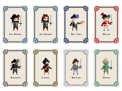 Characters from Pirates of the Caribbean illustration pixel