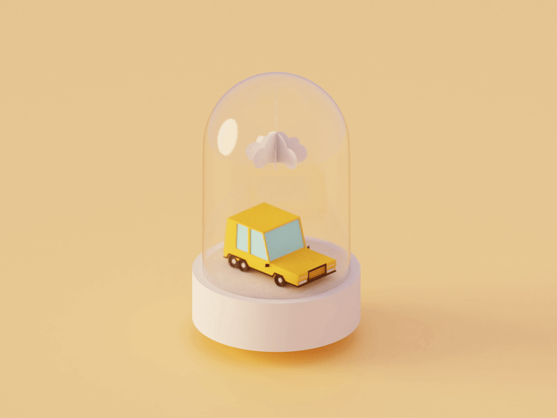 Car inside glass dome