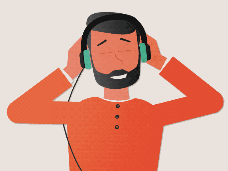 Listening to some tunes animation character headphones ipod music