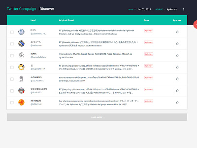 Project - Discover Screen list material design table