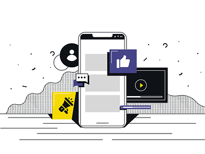mobile app 2d abstract blackandwhite character art design dots flat icons illustration like messages mobiledesign shades socialmedia ui vector