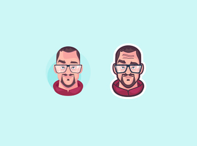 avatar 2d abstract character design expressions flat glasses happy illustration vector