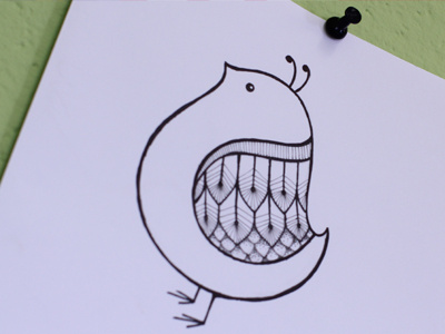 Chubbybird chubby bird doodle hand drawn ink pen