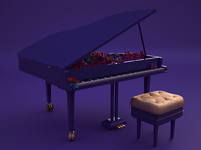 Day 5: Piano 3d art artwork c4d cg daily digital flowers piano visual