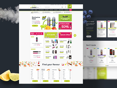 Vape website design ecommerce fruit illustration limely magento smoke vape website