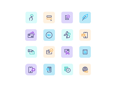 Pastel icon set for the finance industry design icon icons illustration limely pastel pastels ui
