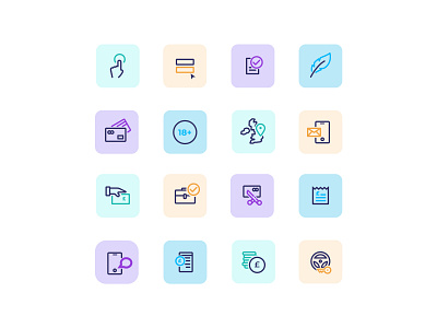 Pastel icon set for the finance industry design icon icons illustration limely pastel pastels ui