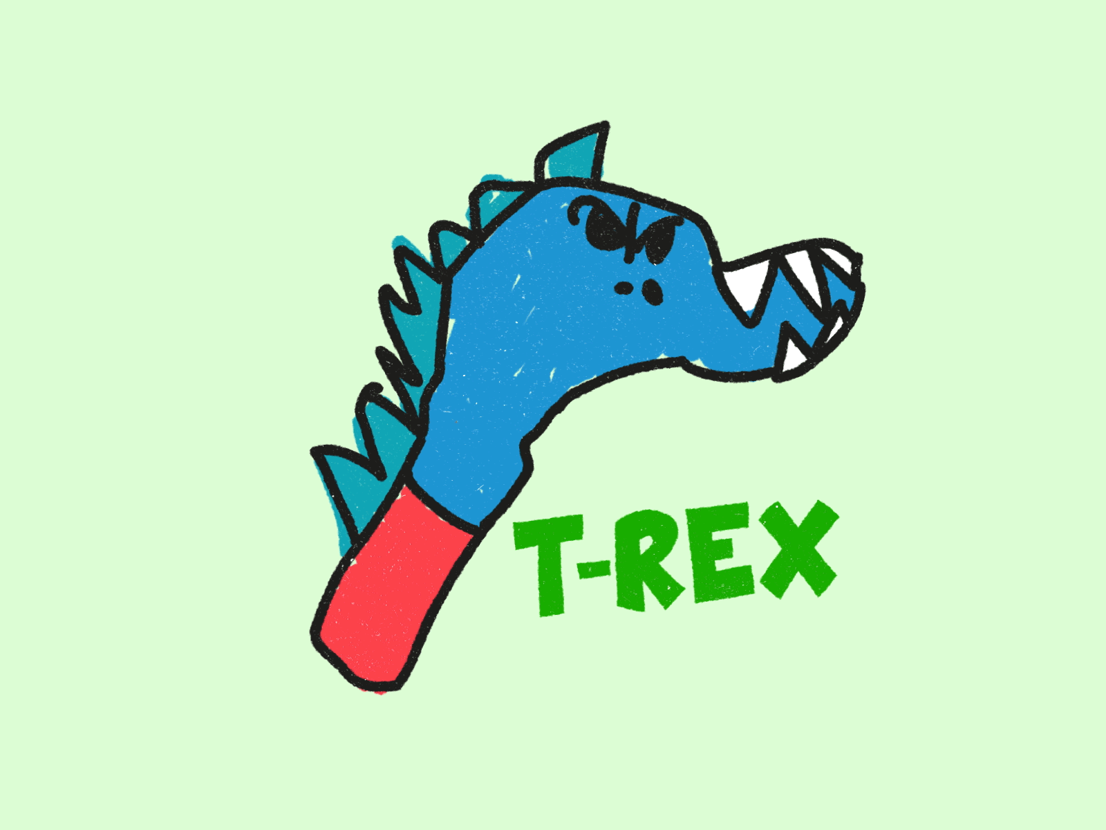 T-Rex cartoon character cool dino dinosaur draw drawing fun happy illustration jurassic park jurassic world trex