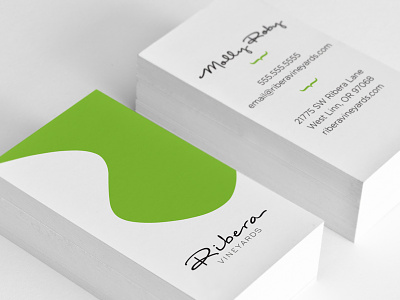 Ribera Vineyards business card green logo print stationery
