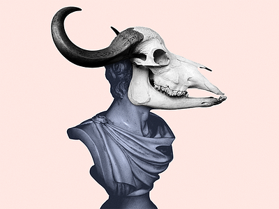 Memento Mori - 1 art collage color costa rica death digital collage fresh horns sculpture skull statue