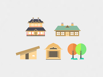 Wood Buildings Illustration