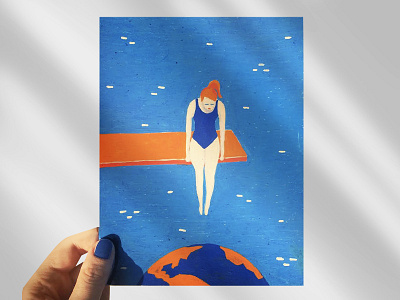 Dive dive earth girl handmade illustration illustrator jump pool sea shot