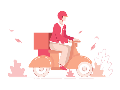 Delivery illustration design helmet illustration motor motorcyle red scooter scooters shot