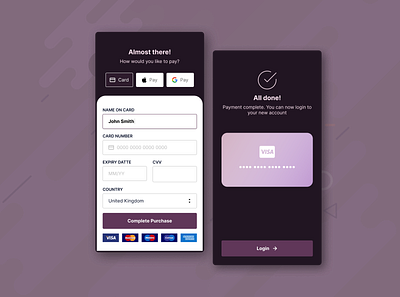 Credit Card Payment design mobile ui ux