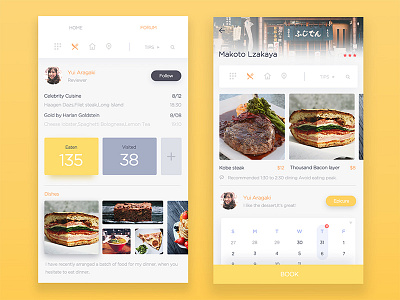 Dining companions clean clear color drink restaurant share ui ux yellow