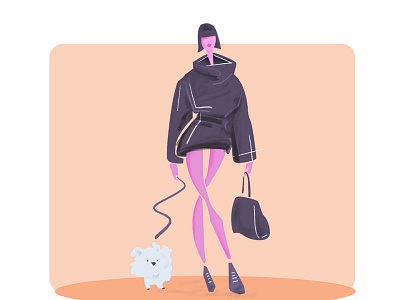 Girl With Dog design art digital artist editorial art girl girl character illustration illustrator visual content woman