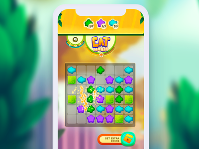 Cat Mania • Match blocks (GUI) 2d block cute design game gui illustration interface match puzzle ui ux