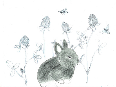 Cloverbeesnbunny bee bunny clover freehand ha hand drawn
