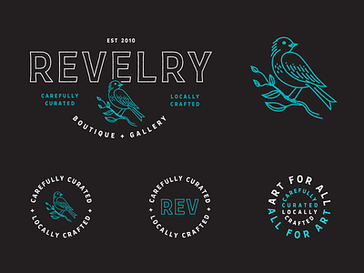Revelry Boutique + Gallery art art gallery badge badge design bird brand identity branding case study design illustration kentucky local lockups logo louisville revelry vector
