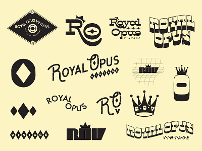 Royal Opus Vintage badge brand design brand identity branding collage crown design diamond illustration kentucky lettering logo louisville o r royal typography vector vintage