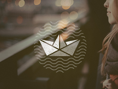 Tiny Ship II boat branding geometric icon illustration logo origami ship waves