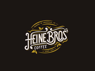 Heine Bros' throwback badge coffee heine brothers leaves lettering mural shield