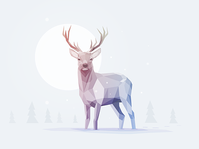 Deer Winter edition animal deer illustrator low poly winter