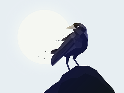 Crow on a rock crow illustrator low poly