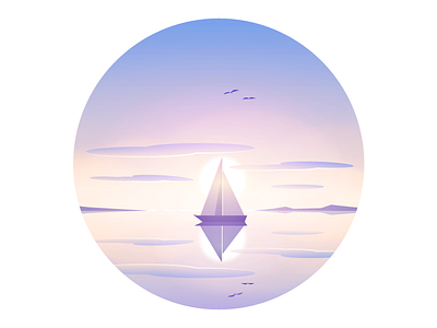 boat illustrator sailboat sunset