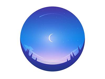 Clear skies fisheye illustrator moon night stars