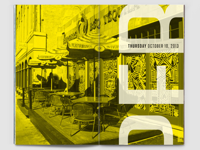 Design Philadelphia's Event Guide Spread design duotone event guide full bleed image spread yellow