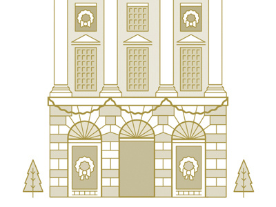 Holiday Line drawing of building architecture christmas exterior gold gold foil holiday line line drawing