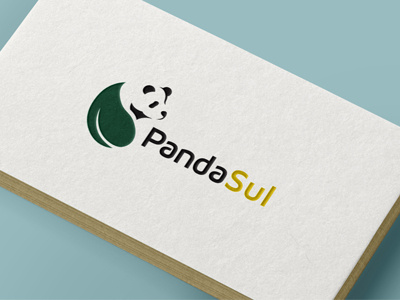 PandaSul Logo business cards panda organic leaves farming farm pandas branding identity logo