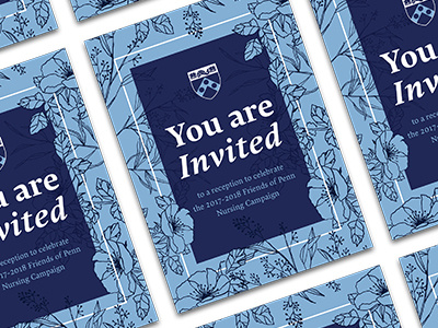 Penn Invitation blue floral flowers indesign invitation invite postcard