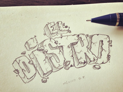 El Distro 2 draw handwrite lettering sketch typo