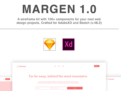 Margen Wireframe Kit for Sketch and Adobe XD adobe xd design resources sketch app wireframe kit wireframes