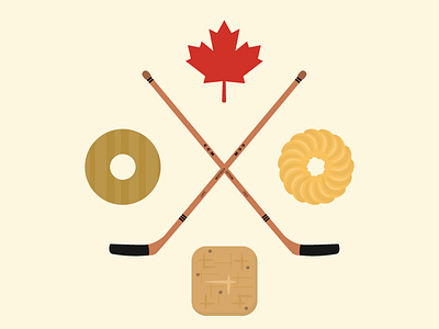 Canadiana canada donuts hockey illustration