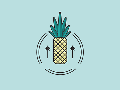 Pineapple fruit illustration monoline pineapple tropical