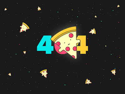 Sad Pizza In Space 404 food illustration monoline pizza space