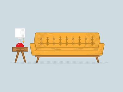 Empty State Couch 60s couch empty state furniture illustration lamp monoline retro table