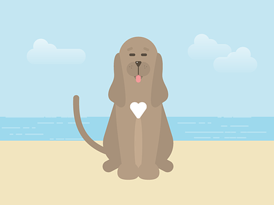 Karl Loves You beach dog flat illustration