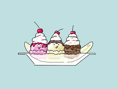 Banana Float banana ice cream illustration monoline pastel procreate